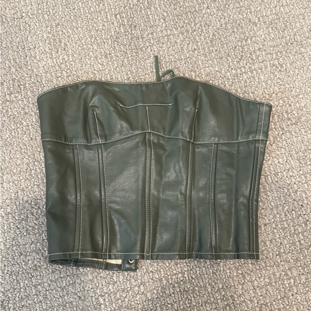 Green Leather Corset Top